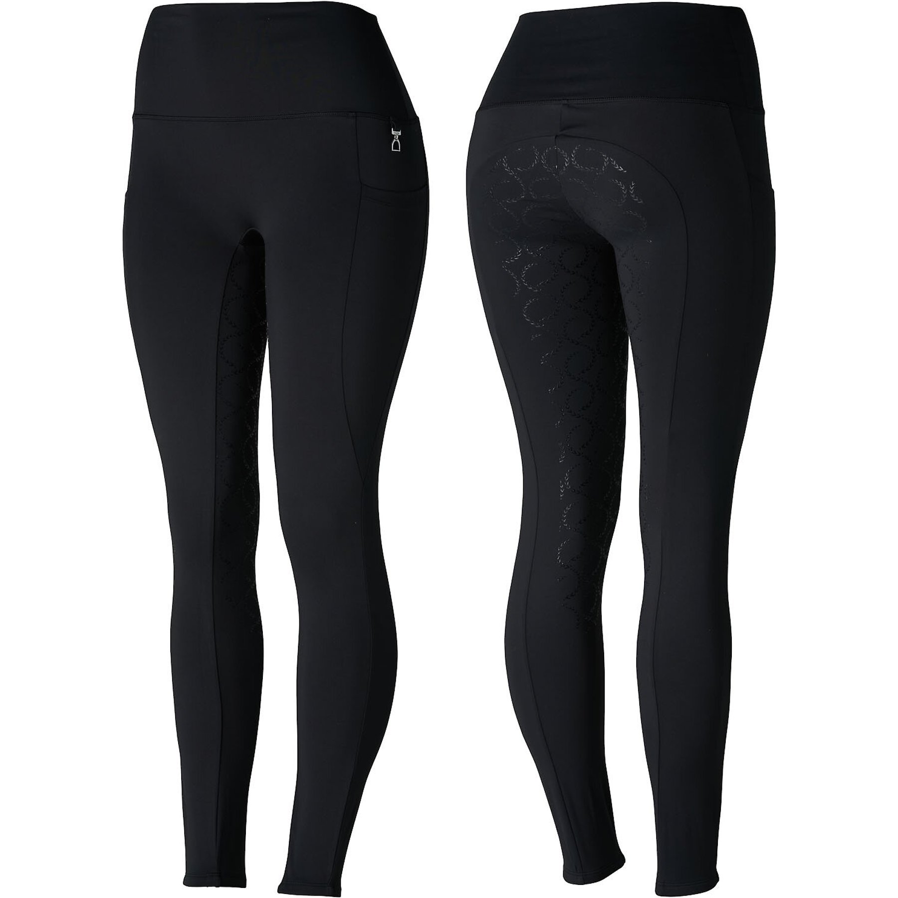 Horze Womens Gillian Silicone Full Seat Tights, Black, 22