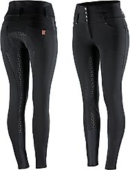 Horze Women's Tara High Waist Full Seat Breeches, Black, 26