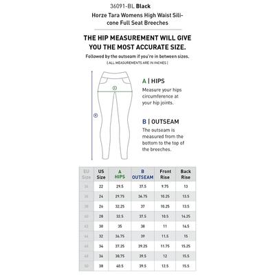 Show full view: Horze Women's Tara High Waist Full Seat Breeches, Black, 26 slide 9 of 11