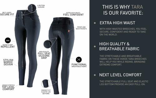 Show full view: Horze Women's Tara High Waist Full Seat Breeches, Black, 26 slide 8 of 11