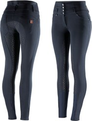 Horze Women's Tara High Waist Full Seat Breeches, Dark Navy, 24