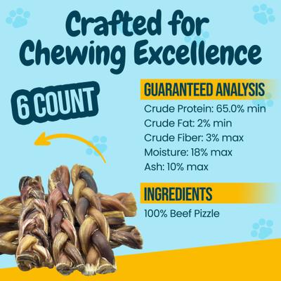 Show full view: HOTSPOT PETS 12-in Braided Bully Sticks Dog Treats, 6 count slide 5 of 8