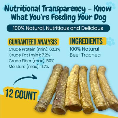Show full view: HOTSPOT PETS 12-in Whole Beef Trachea Tubes Dog Chew Treats, 12 count slide 5 of 10