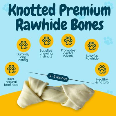 Show full view: HOTSPOT PETS 4 to 5-in Knotted Bones Rawhide Dog Treats, 12 count slide 4 of 11