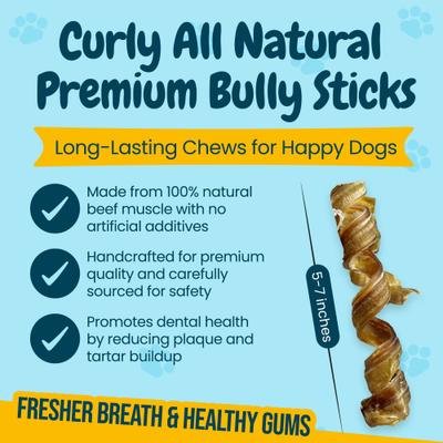 Show full view: HOTSPOT PETS 5 to 7-in Curly Bully Sticks Dog Treats, 6 count slide 4 of 9