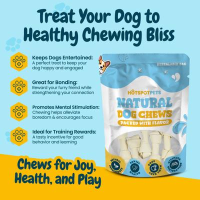 Show full view: HOTSPOT PETS 6 to 7-in Knotted Bones Rawhide Dog Treats, 12 count slide 6 of 10
