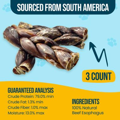 Show full view: HOTSPOT PETS 6-in Braided Beef Gullet Twist Dog Chew Treats, 3 count slide 5 of 10