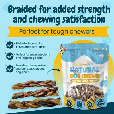 Show full view: HOTSPOT PETS 6-in Braided Bully Sticks Dog Treats, 12 count slide 7 of 8
