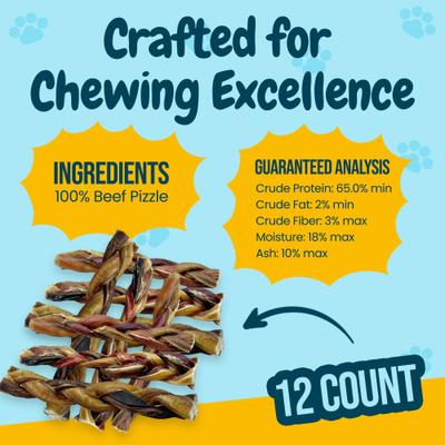Show full view: HOTSPOT PETS 6-in Braided Bully Sticks Dog Treats, 12 count slide 5 of 8