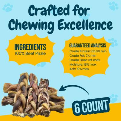 Show full view: HOTSPOT PETS 6-in Braided Bully Sticks Dog Treats, 6 count slide 5 of 8