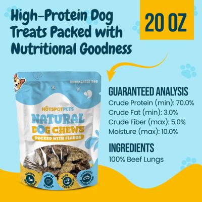 Show full view: HOTSPOT PETS Beef Lung Chunks Dehydrated Dog Treats, 20-oz bag slide 5 of 11