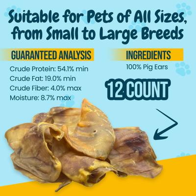 Show full view: HOTSPOT PETS Whole Pig Ears Dog Chew Treats, Large, 12 count slide 5 of 9