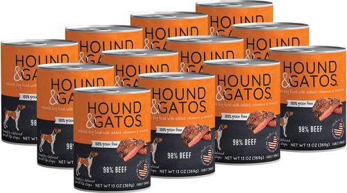 Show full view: Hound & Gatos 98% Beef Grain-Free Canned Dog Food, 13-oz, case of 12 slide 3 of 11
