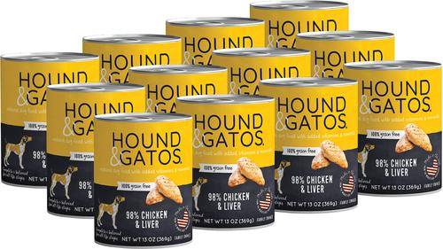 Show full view: Hound & Gatos 98% Chicken & Liver Grain-Free Canned Dog Food, 13-oz, case of 12 slide 3 of 11