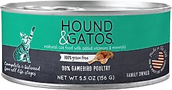 Hound & Gatos 98% Gamebird Poultry Formula Grain-Free Canned Cat Food, 5.5-oz, case of 24