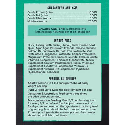 Show full view: Hound & Gatos 98% Gamebird Poultry Grain-Free Dog Food, 13-oz, case of 12 slide 4 of 11