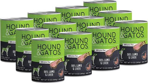 Show full view: Hound & Gatos 98% Lamb & Liver Grain-Free Canned Dog Food, 13-oz, case of 12 slide 3 of 11