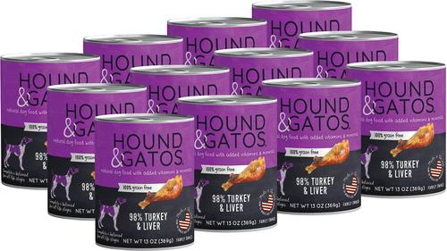Show full view: Hound & Gatos 98% Turkey & Liver Grain-Free Dog Food, 13-oz, case of 12 slide 3 of 11