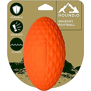 Hound2O Squeaky Football Dog Toy, Orange