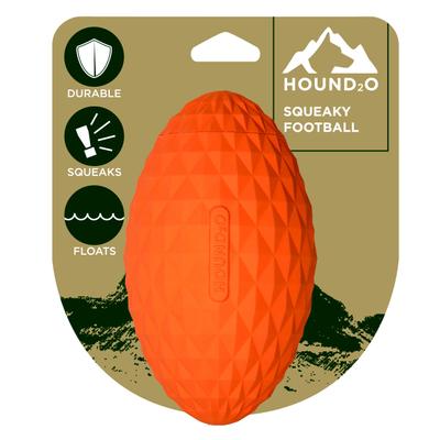 Show full view: Hound2O Squeaky Football Dog Toy, Orange slide 1 of 8