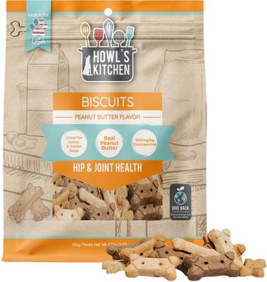 Show full view: Howl's Kitchen Hip & Joint Peanut Butter Flavor Biscuits Dog Treats, 2.62-lb bag slide 4 of 11