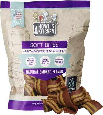 Show full view: Howl's Kitchen Meaty Strips Bacon & Cheese Flavor Dog Treats, 6-oz bag slide 4 of 10