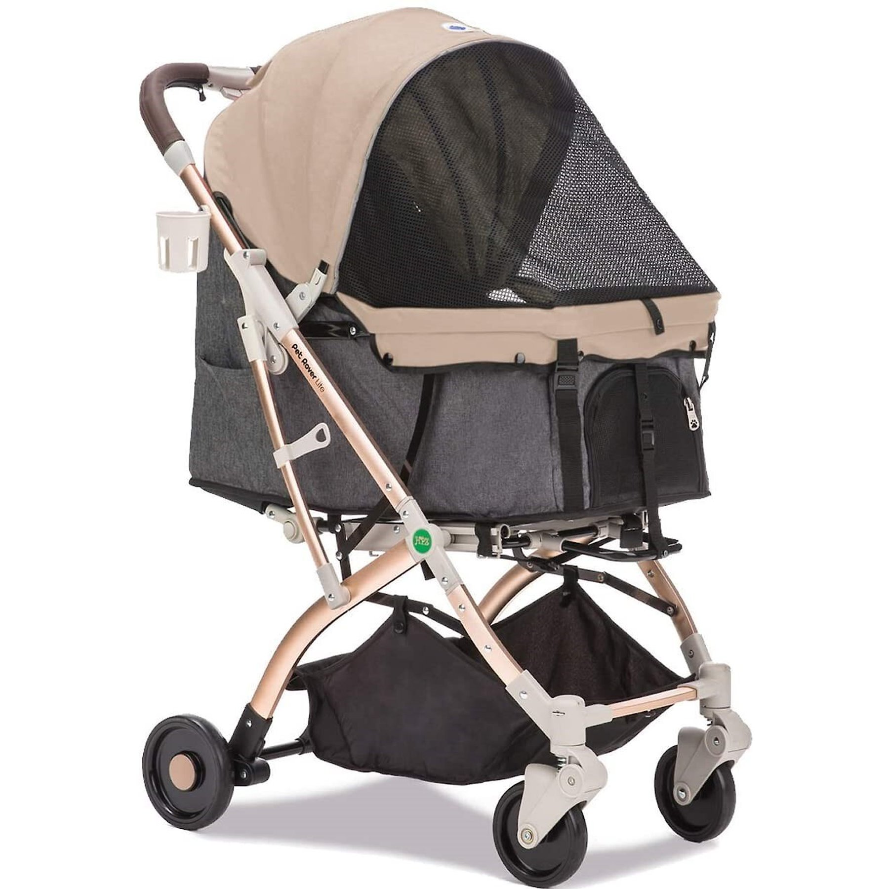 HPZ Pet Rover Lite Premium Light Travel Airline-Compatible Pet Stroller, Taupe