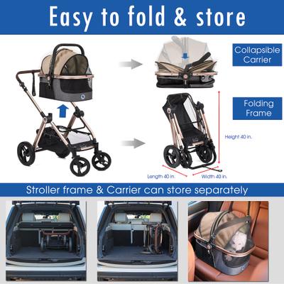 Show full view: HPZ Pet Rover Luxury Carrier, Car Seat & Pet Stroller, Taupe slide 6 of 10