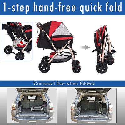 Show full view: HPZ Rover G2 Premium Expandable No-Zip Dog & Cat Stroller, Red slide 6 of 10
