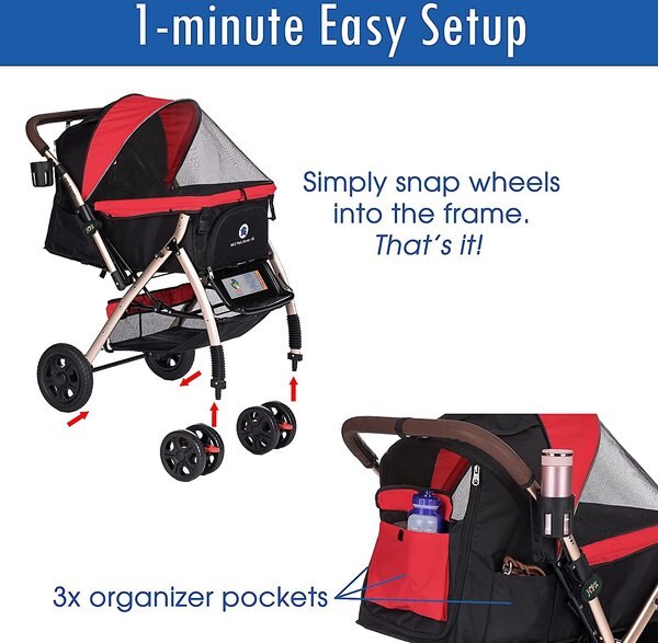 HPZ Pet Rover Premium Heavy Duty Expandable No-Zip Pet Stroller