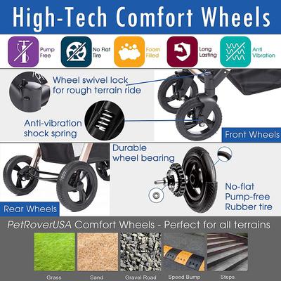 Show full view: HPZ Rover Prime G2 Luxury 3-in-1 Dog & Cat Stroller, Black slide 4 of 10