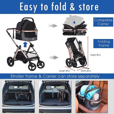 Show full view: HPZ Rover Prime G2 Luxury 3-in-1 Dog & Cat Stroller, Black slide 6 of 10
