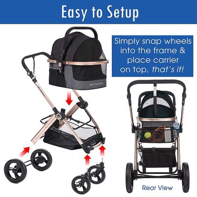 Show full view: HPZ Rover Prime G2 Luxury 3-in-1 Dog & Cat Stroller, Black slide 7 of 10