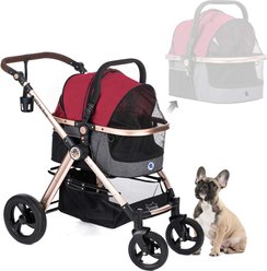 HPZ Rover Prime G2 Luxury 3-in-1 Dog & Cat Stroller, Ruby Red