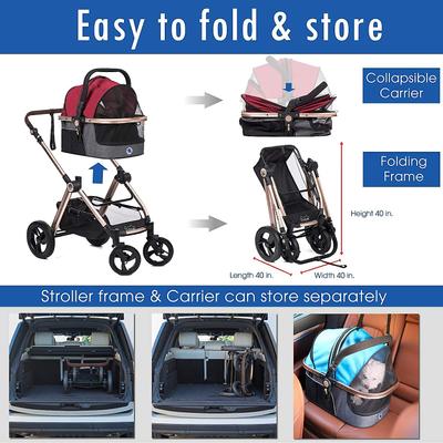 Show full view: HPZ Rover Prime G2 Luxury 3-in-1 Dog & Cat Stroller, Ruby Red slide 6 of 10