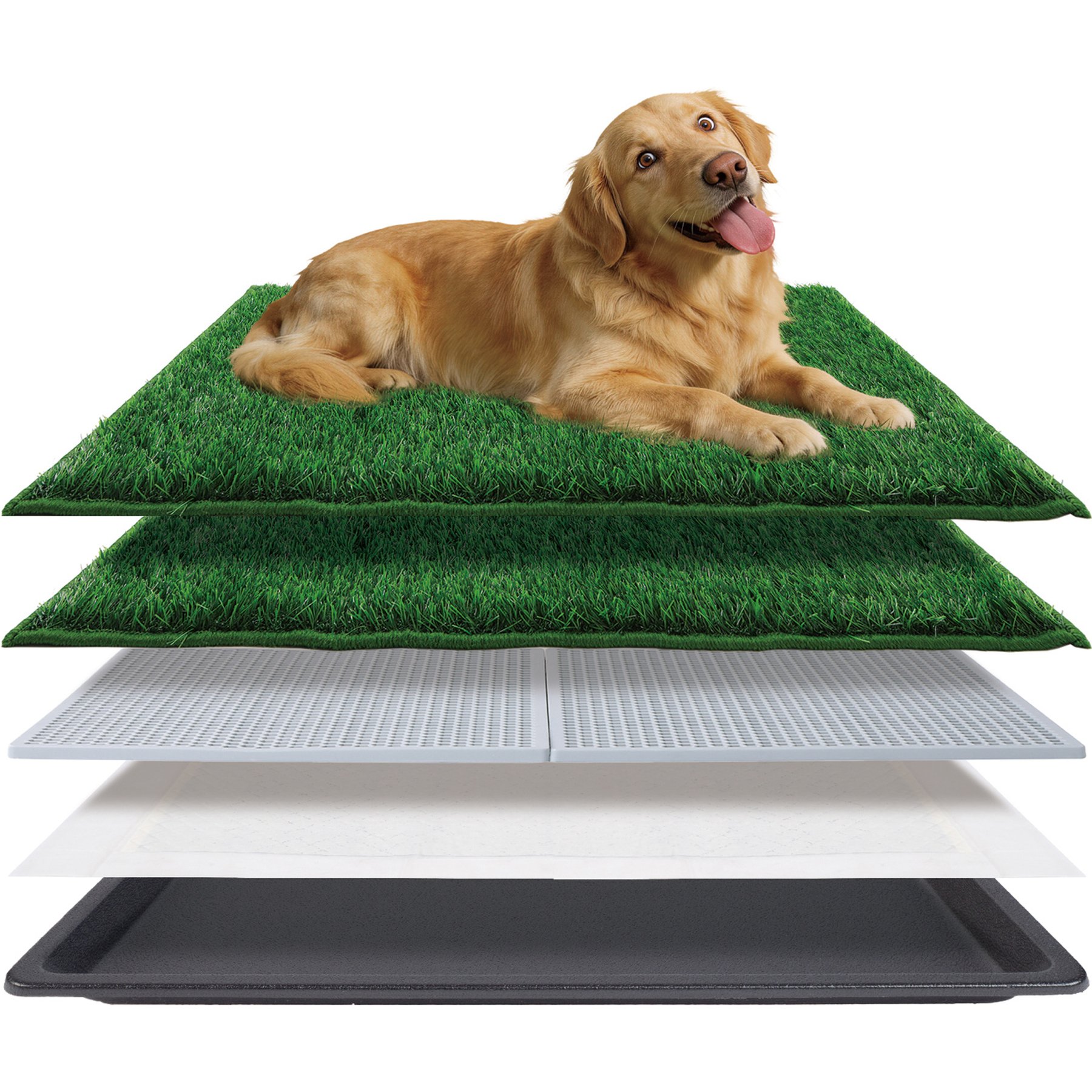 HQ4US 4LEGS Odorless Artificial Grass Mats Dog & Cat Potty Training System with Tray, X-Large