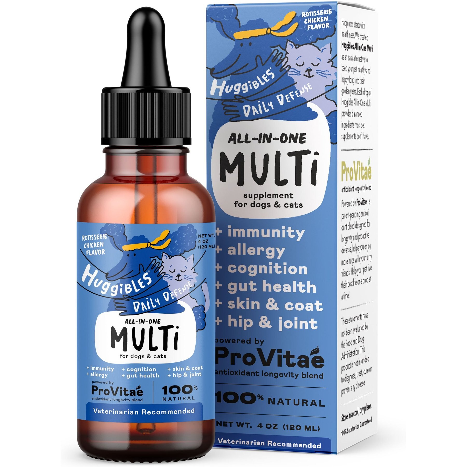 Huggibles All-in-One Multi Chicken Flavored Liquid Multivitamin for Dogs & Cats, 4-fl oz bottle