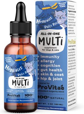 Show full view: Huggibles All-in-One Multi Chicken Flavored Liquid Multivitamin for Dogs & Cats, 4-fl oz bottle slide 1 of 5