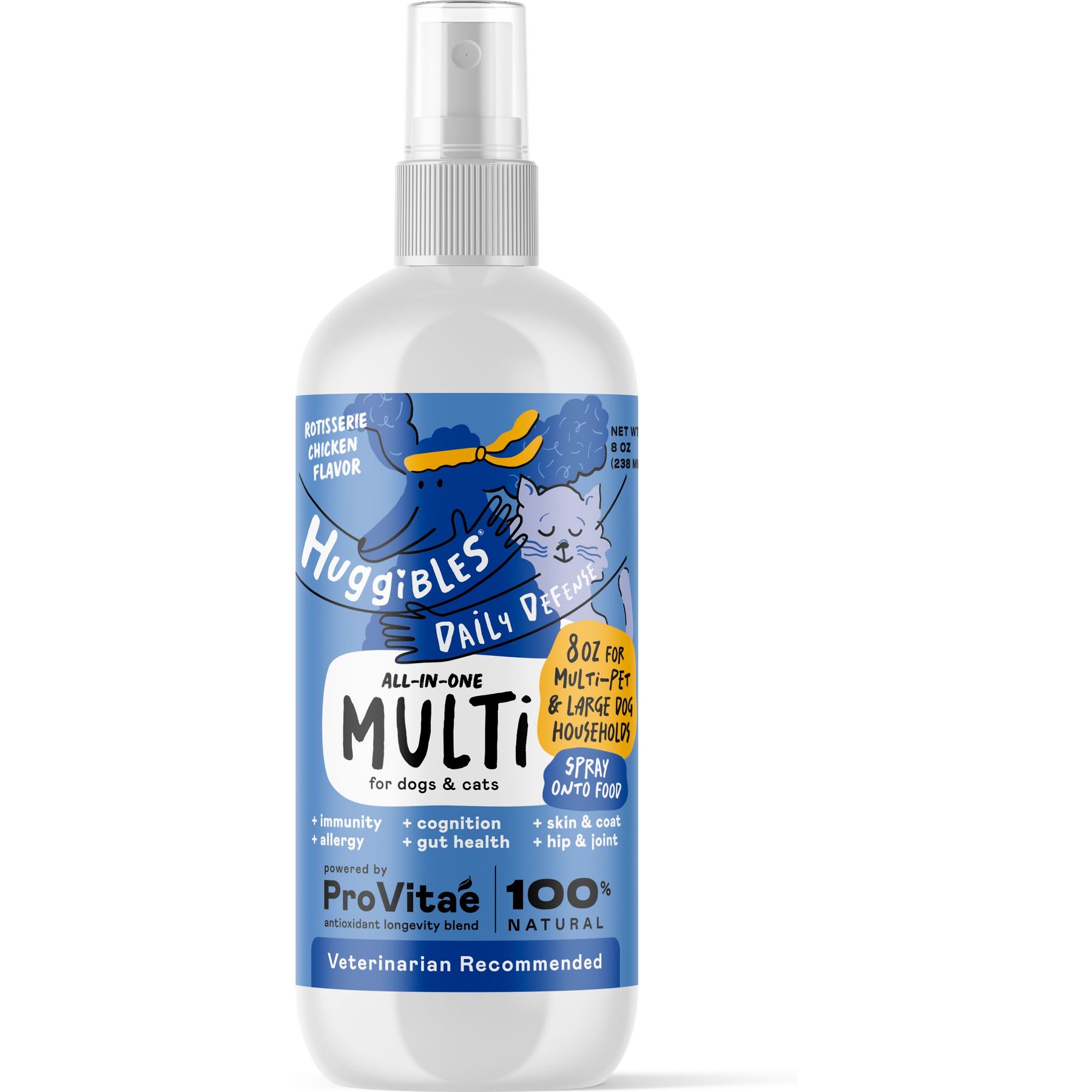 Huggibles All-in-One Multi Chicken Flavored Liquid Multivitamin for Dogs & Cats, 8-fl oz bottle