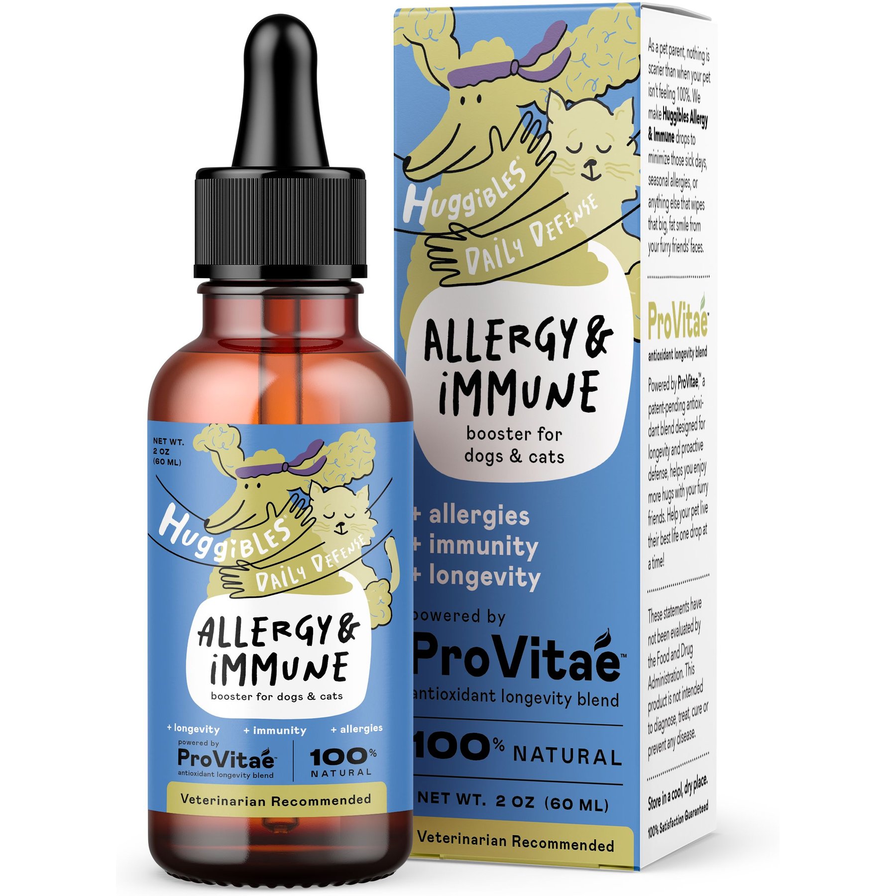 Huggibles Allergy & Immune Support Chicken Flavored Liquid Allergy & Immune Supplement for Dogs & Cats, 2-fl oz bottle
