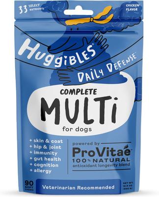 Show full view: Huggibles Complete Multi Chicken Flavored Soft Chew Multivitamins for Dogs, 90 count slide 1 of 4