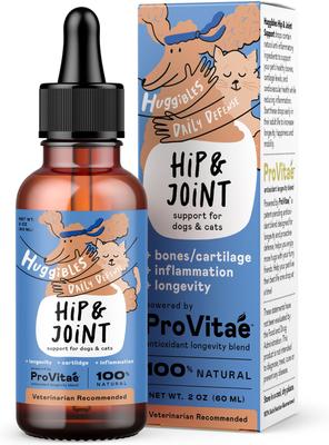 Show full view: Huggibles Hip & Joint Chicken Flavored Liquid Hip & Joint Supplement for Dogs & Cats, 2-fl oz bottle slide 1 of 4