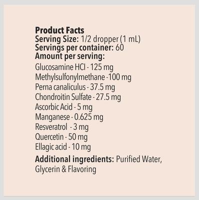 Show full view: Huggibles Hip & Joint Chicken Flavored Liquid Hip & Joint Supplement for Dogs & Cats, 2-fl oz bottle slide 3 of 4