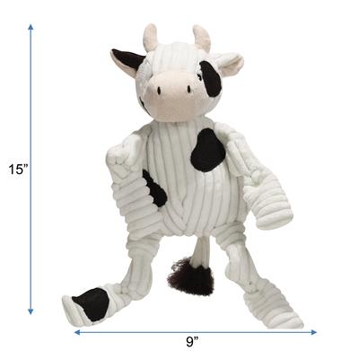 Show full view: HuggleHounds Barnyard Durable Plush Corduroy Knottie Cow Squeaky Dog Toy, Large slide 3 of 12
