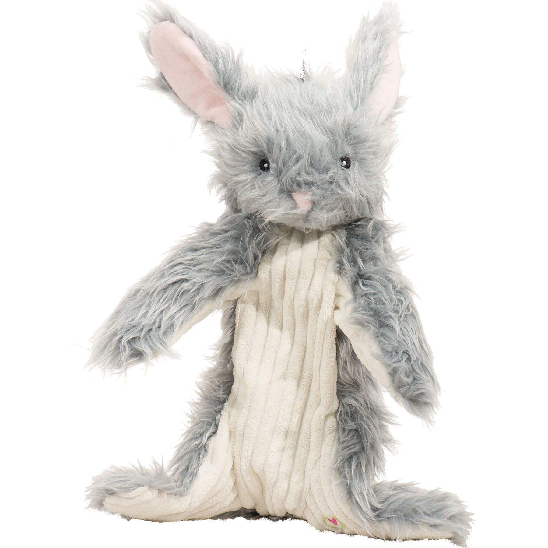 HuggleHounds Birch Bunny X-Brace Tough Squeaky Plush Dog Toy, Gray, Large