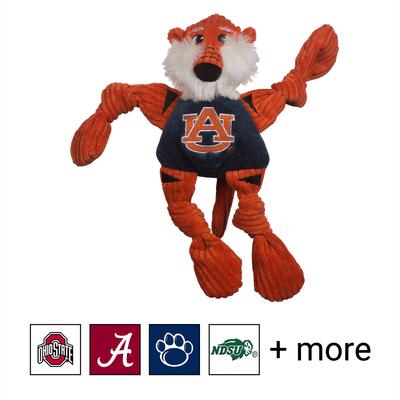 Show full view: HuggleHounds College Mascot Plush Corduroy Knottie Squeaky Plush Dog Toy, Auburn Tigers, Small slide 1 of 10