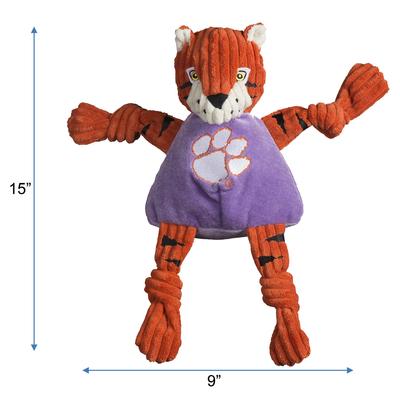 Show full view: HuggleHounds College Mascot Plush Corduroy Knottie Squeaky Plush Dog Toy, Clemson Tigers, Large slide 2 of 10
