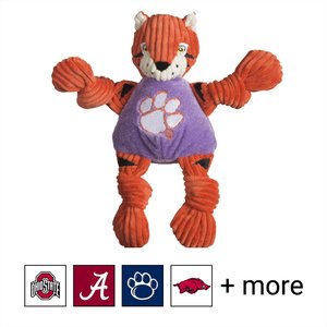 HuggleHounds College Mascot Plush Corduroy Knottie Squeaky Plush Dog Toy, Clemson Tigers, Small