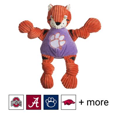 Show full view: HuggleHounds College Mascot Plush Corduroy Knottie Squeaky Plush Dog Toy, Clemson Tigers, Small slide 1 of 10