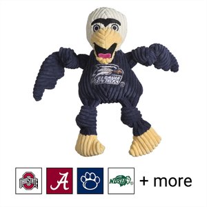 HuggleHounds College Mascot Plush Corduroy Knottie Squeaky Plush Dog Toy, Georgia Southern University, Small 